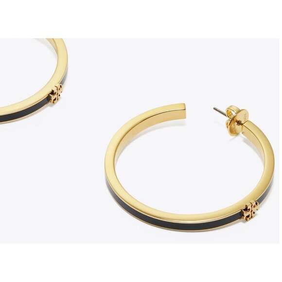 TORY BURCH BLACK AND GOLD KIRA ENAMEL BRACELET AND EARRING SET - Picture 3 of 11